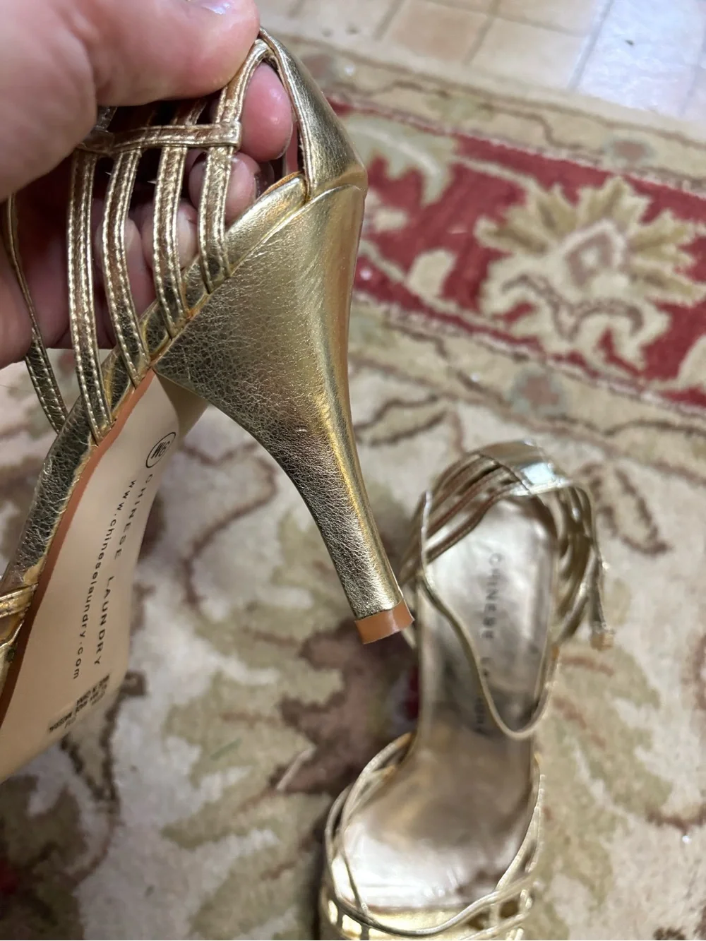 Chinese Laundry Metallic Gold Strappy Heels